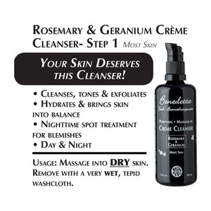 Crème Cleanser Most - your skin deserves this cleanser - cleanses, tones and exfoliates; hydrates and brings skin into balance; nighttime spot treatment; for day and night use