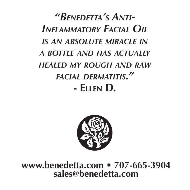 Benedetta's anti-inflammatory facial oil is an absolute miracle in a bottle and has actually healed my rough and raw facial dermatitis! from Ellen D.